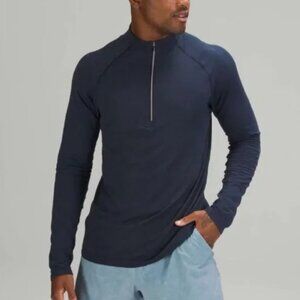 Men Lululemon Metal Vent Tech 1/2 Zip 2.0 Slim Fit in Mineral Blue Size Medium